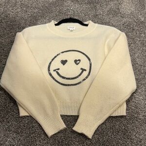 Max Studio Cream Smiley Face Sweater